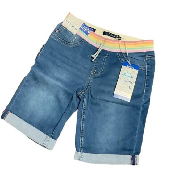 Vigoss Girls Bermuda Jean Blue Shorts Size Large NWT - Picture 1 of 3